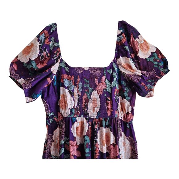 NWT Band of the Free Aimee Purple Floral Puff Sleeve Mini Dress - Picture 8 of 10